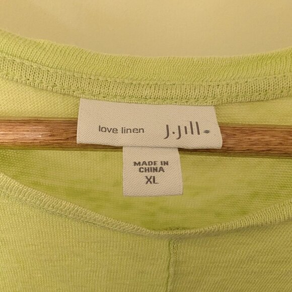 J. Jill Love Linen 100% Linen Knit Sleeveless Twist Tank Top XL Lime Green - Picture 4 of 5